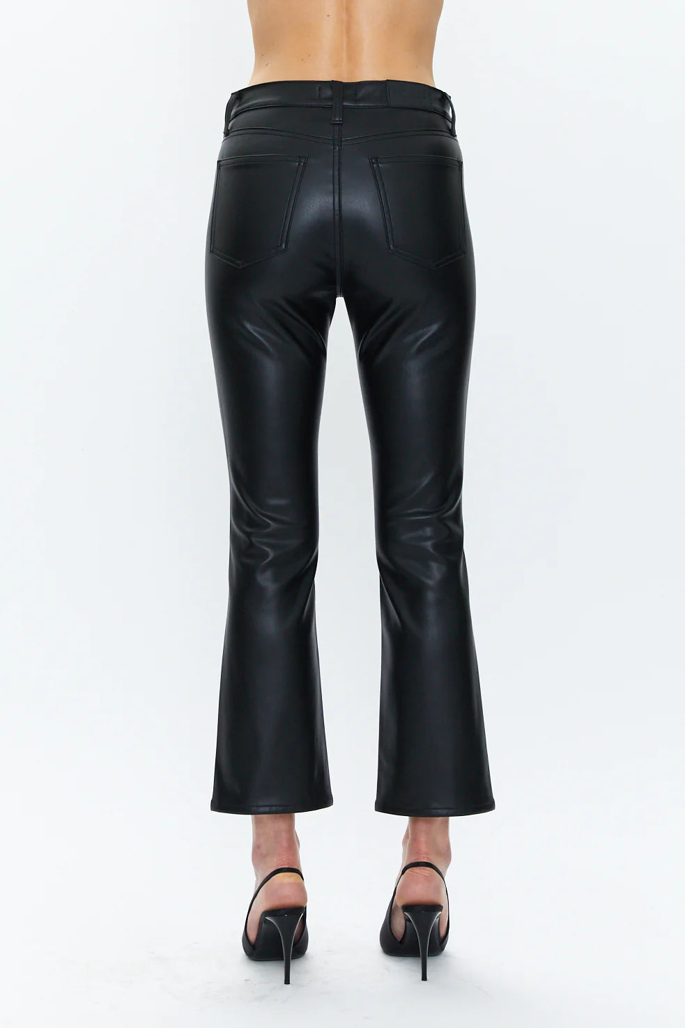 Lennon High Rise Boot Cut Leather Pants | Slate Black