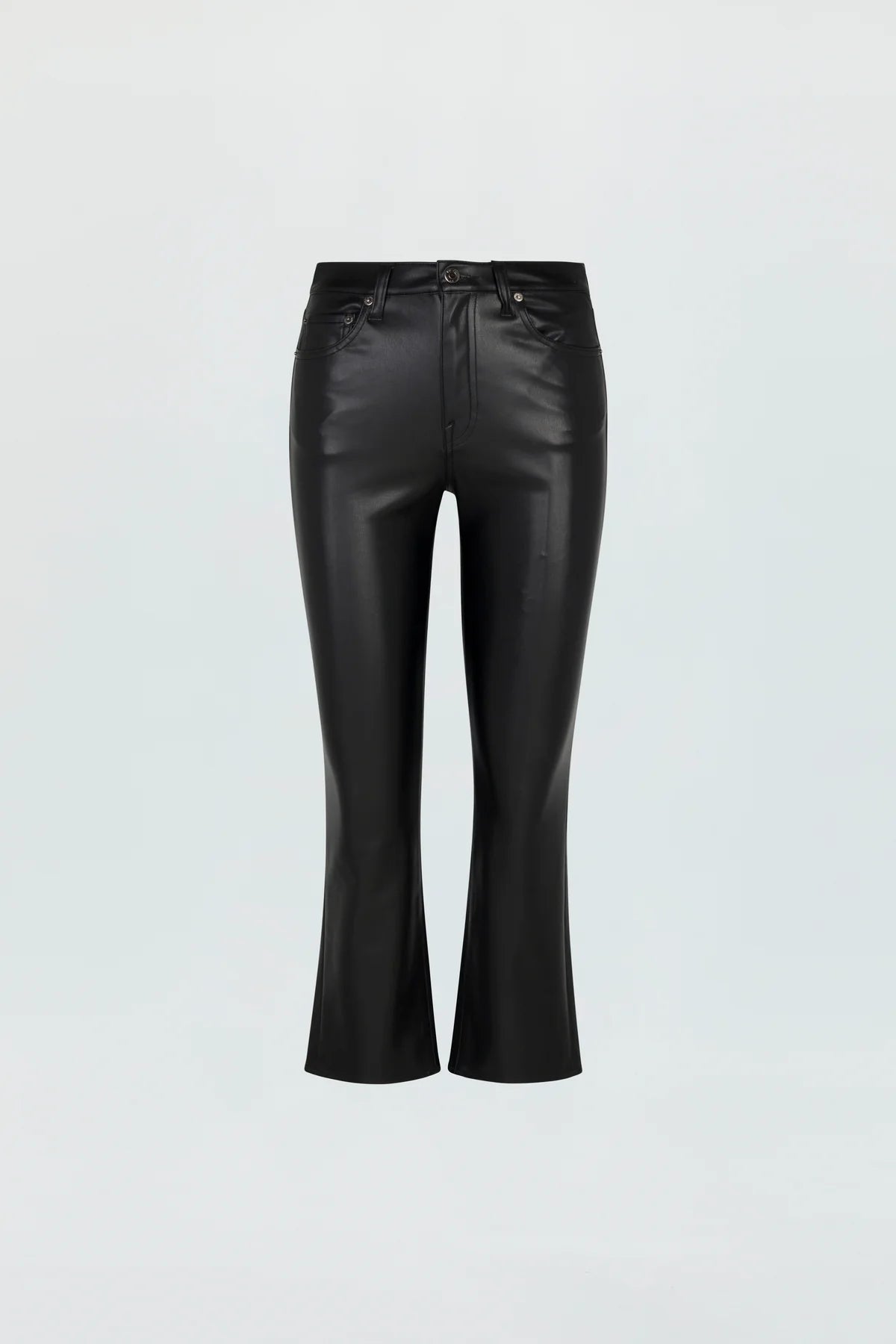 Lennon High Rise Boot Cut Leather Pants | Slate Black