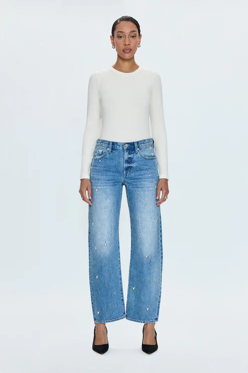 Lexi Mid Rise Bowed Straight Jean - Confetti Vintage