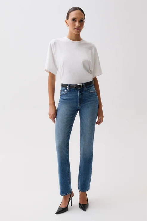 Aleks Mid Rise Straight Long Pant | Sea Salt