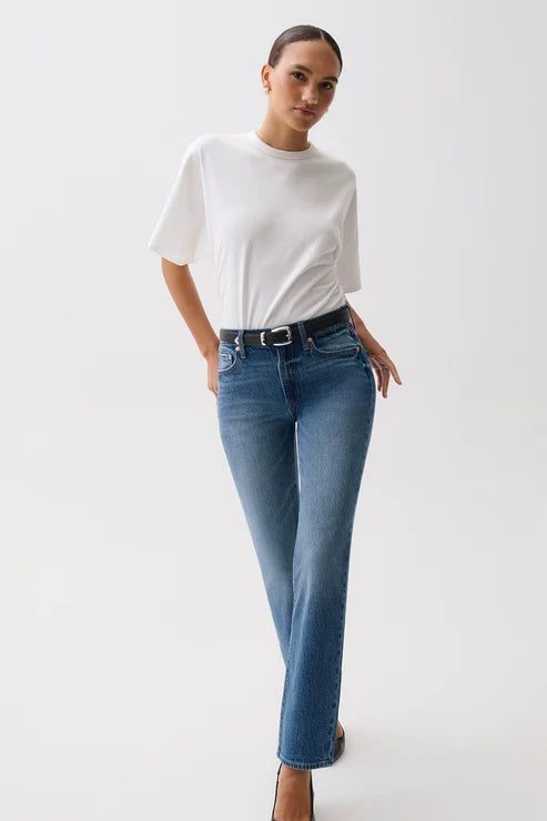 Aleks Mid Rise Straight Long Pant | Sea Salt