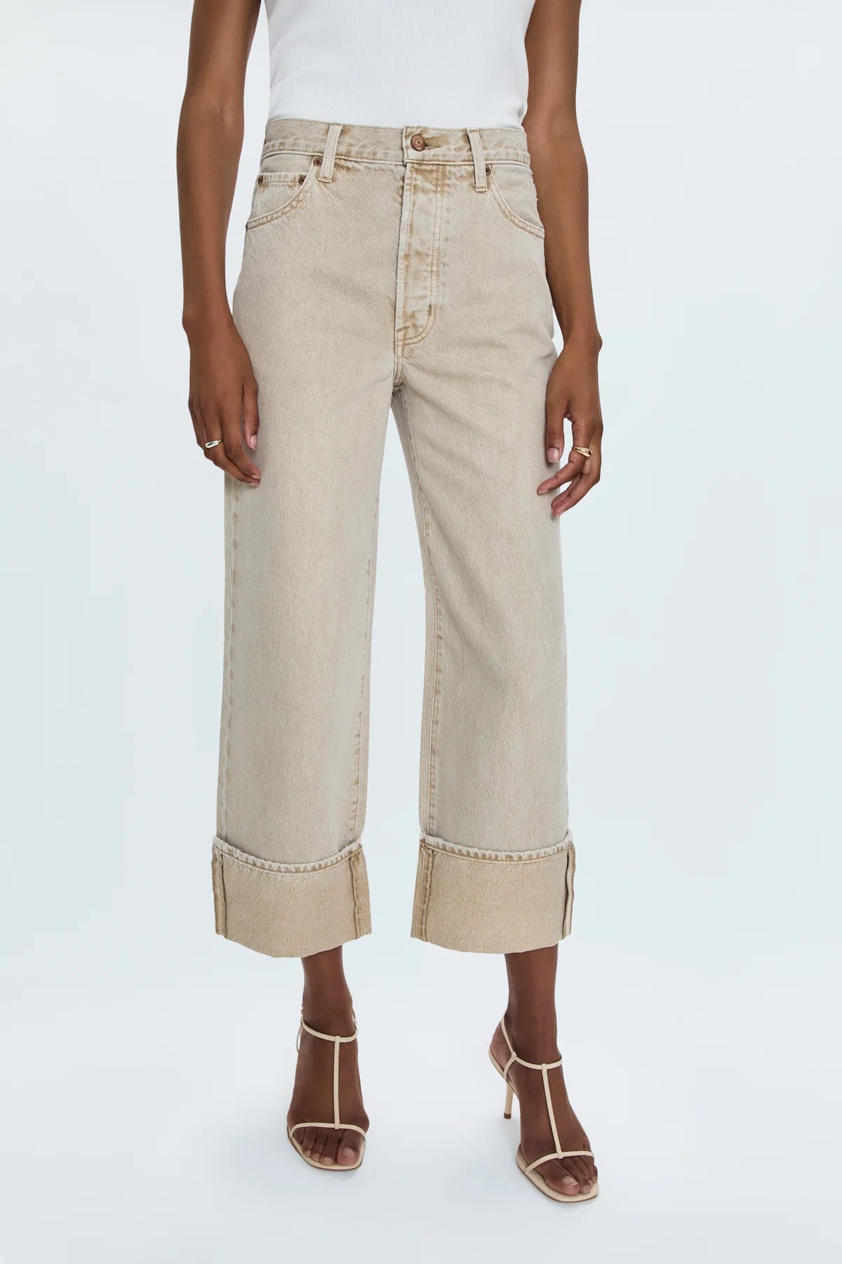 Ryder High Rise Cuffed Jean - Oat