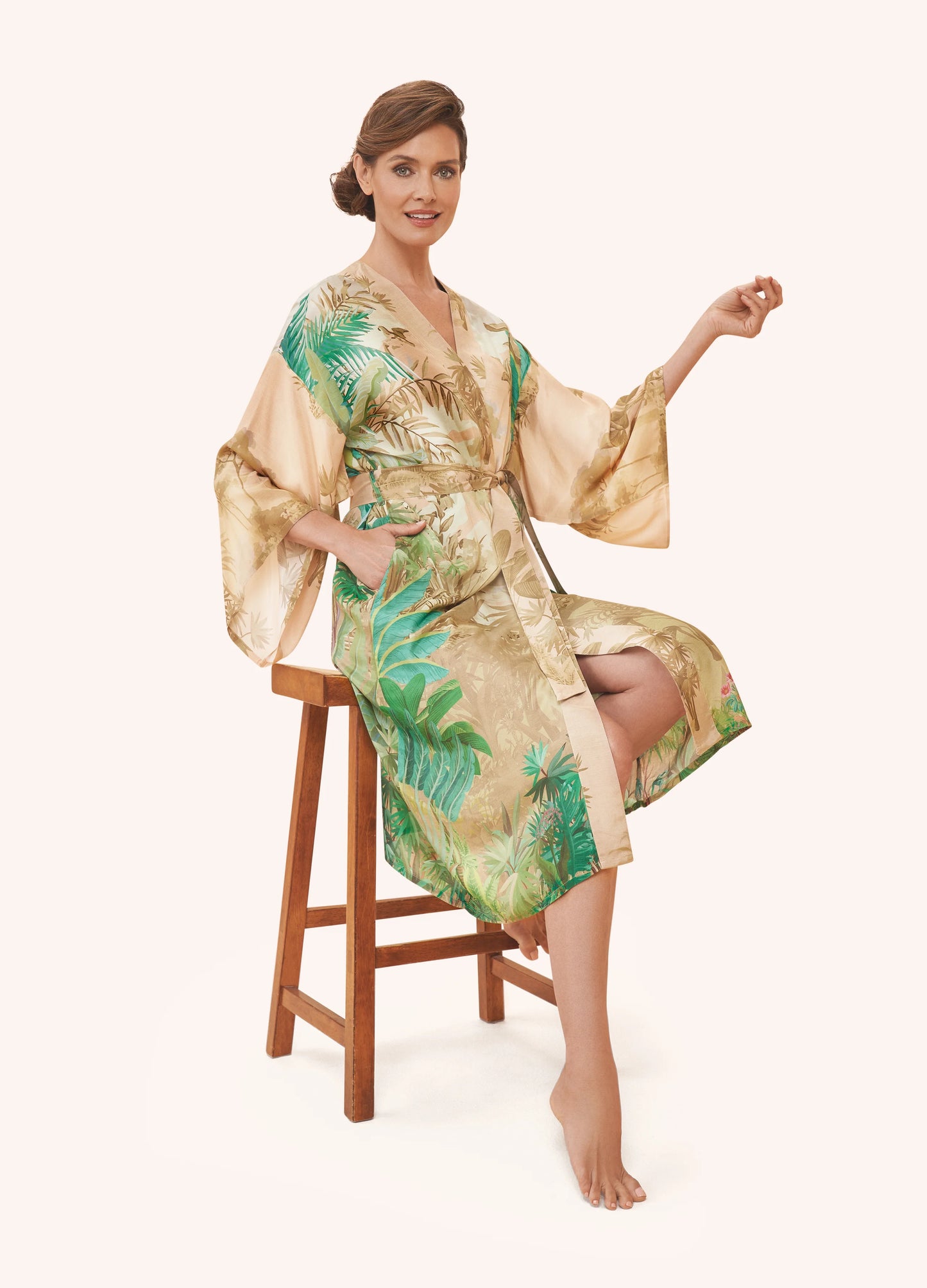 Oasis Kimono Gown in Coconut