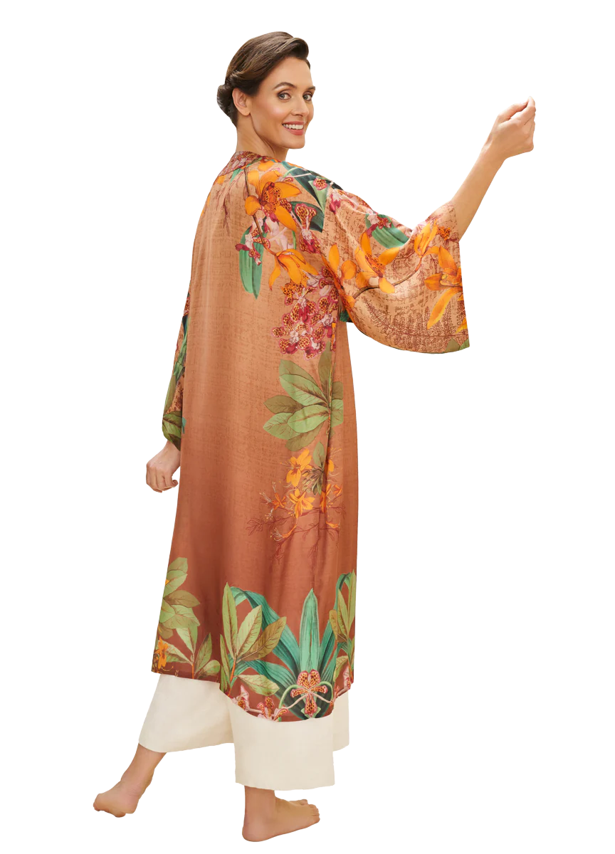 Botany Bliss in Taupe Kimono Gown