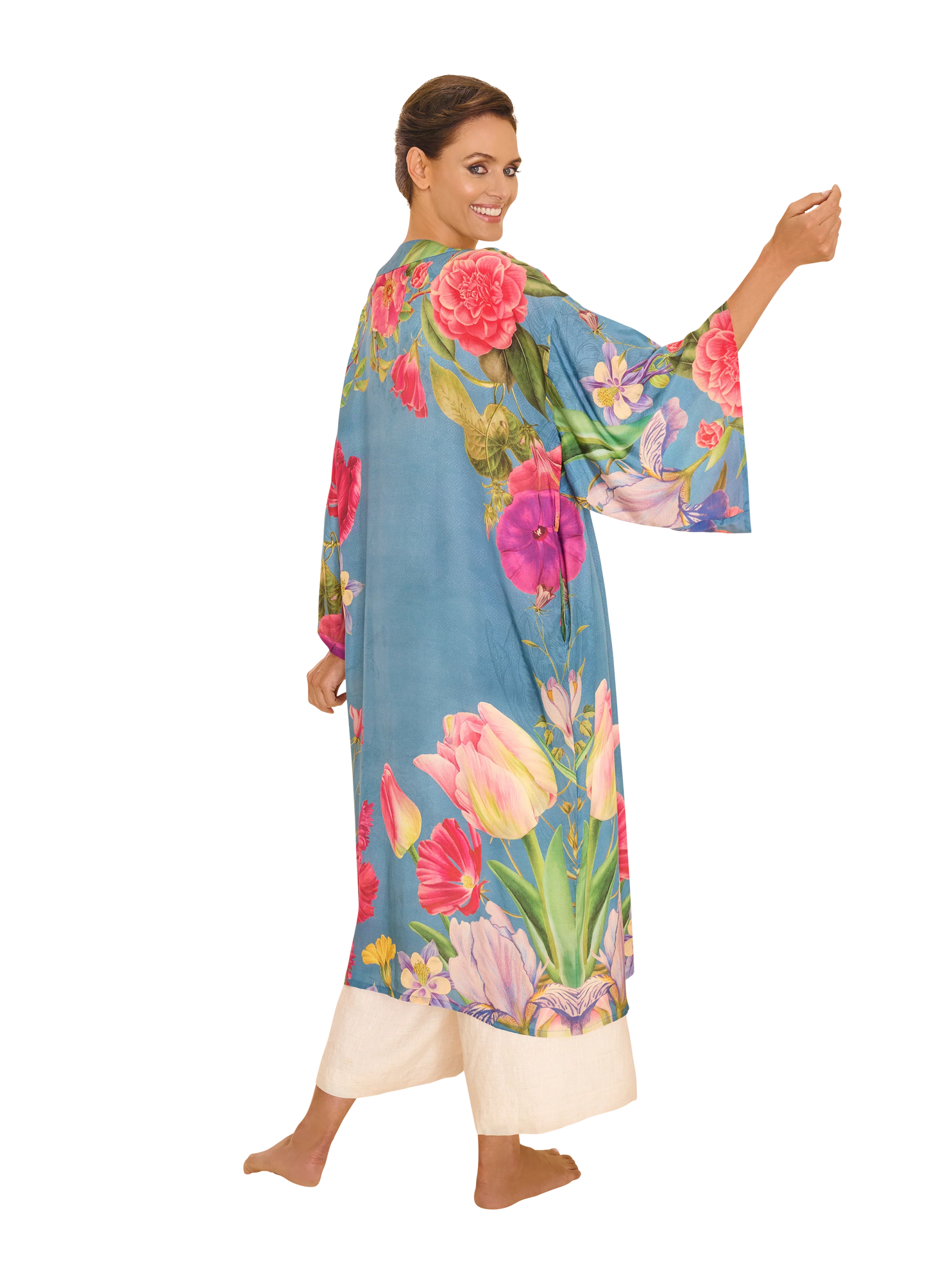 Kimono Gown - Floral Study - Denim