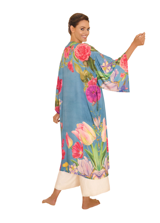 Kimono Gown - Floral Study - Denim