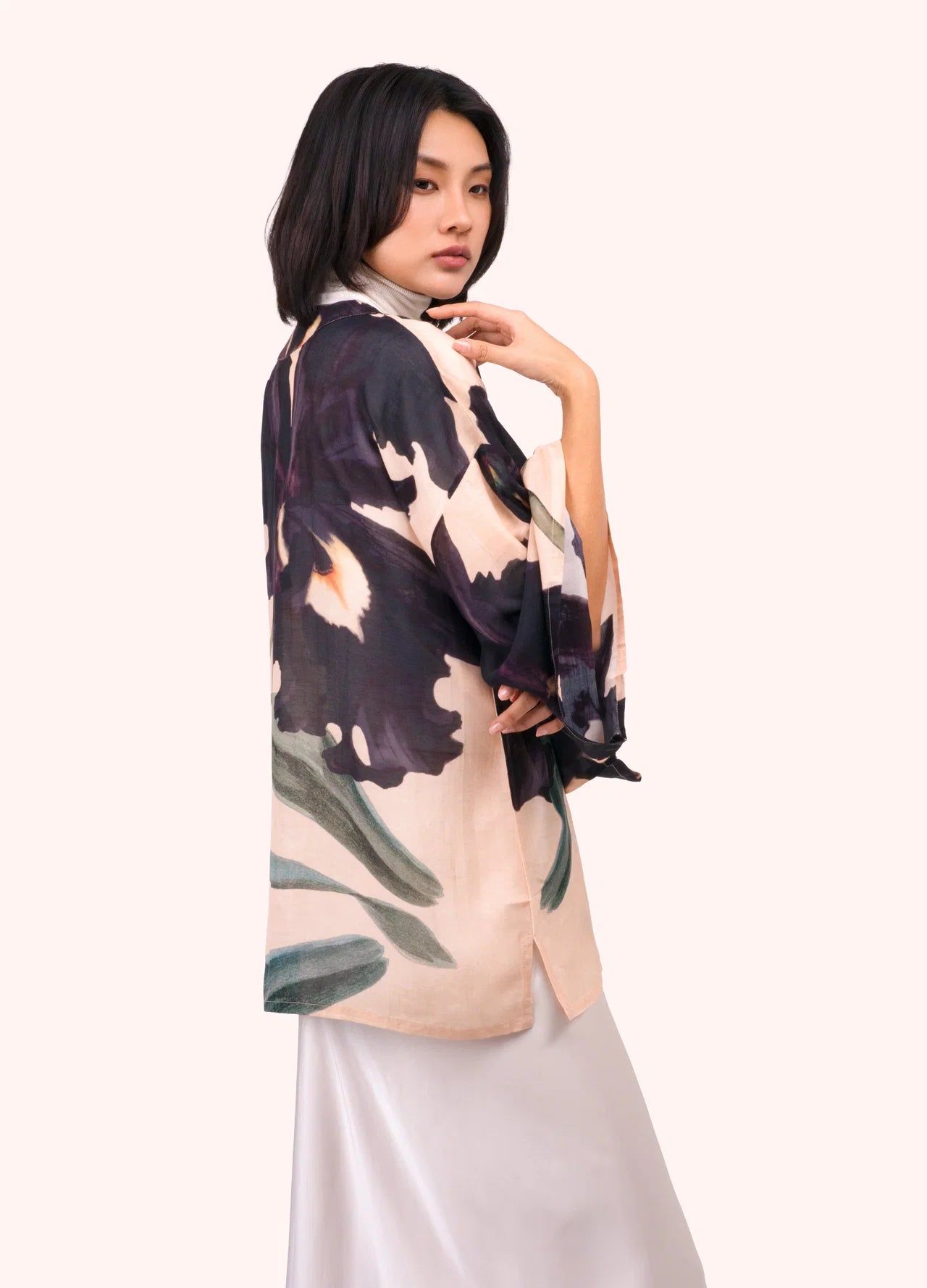 Short Kimono Jacket - Midnight Orchid