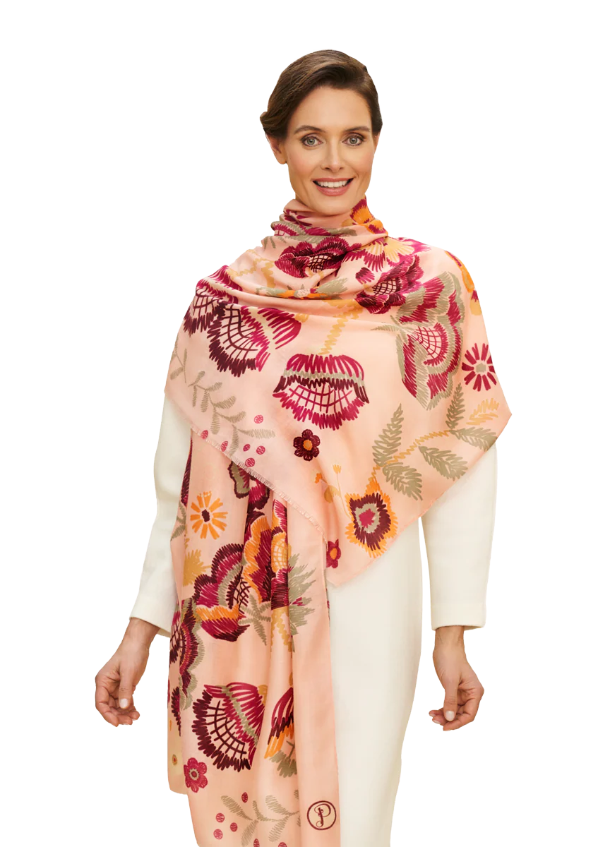 Printed Floral Symmetry Scarf