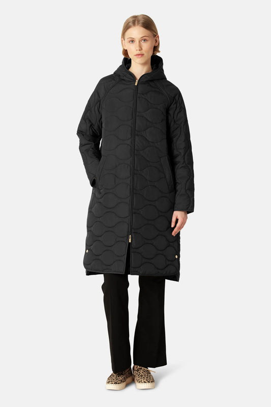 Long Quilt Jacket With Hood