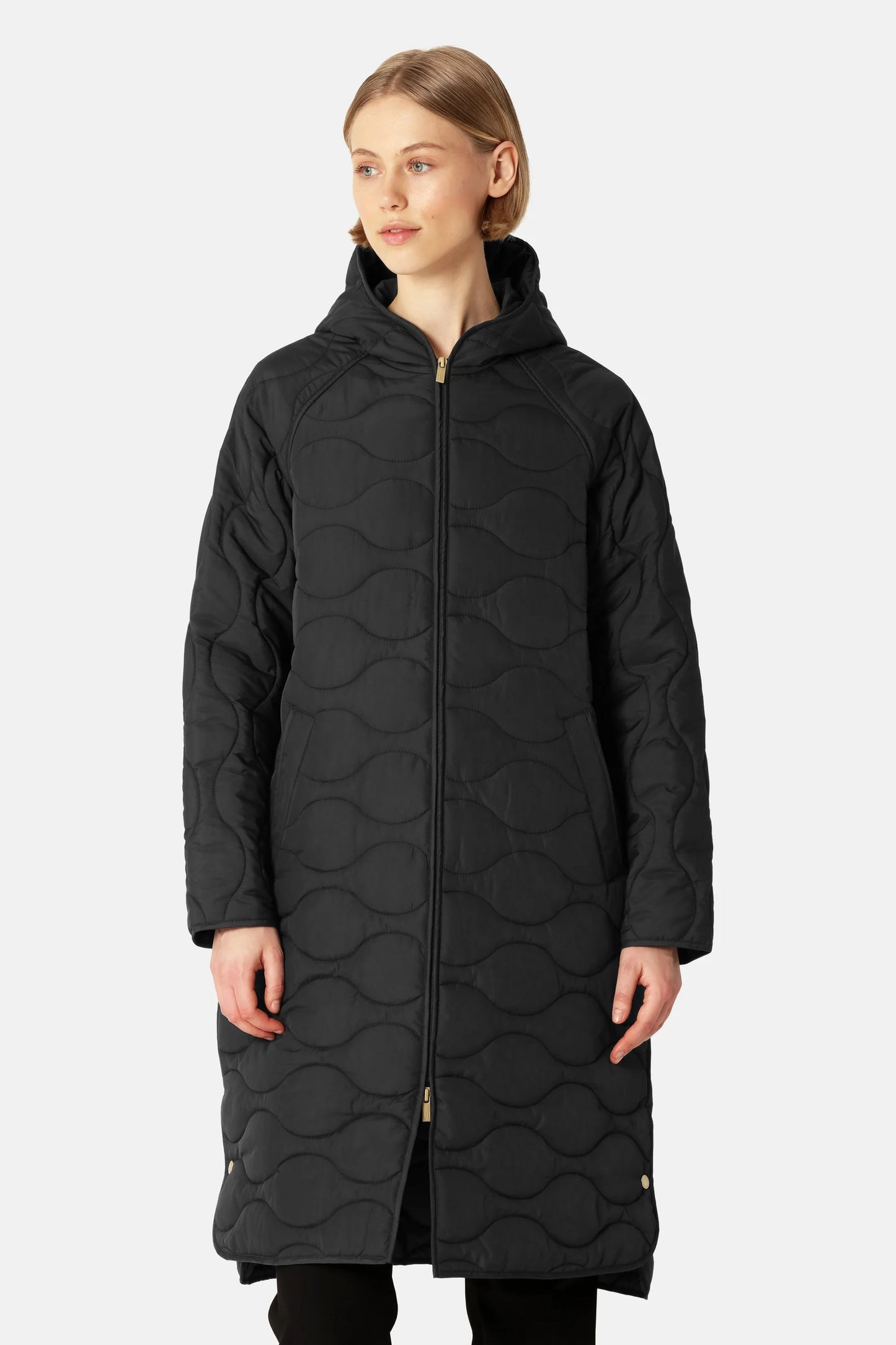 Long Quilt Jacket With Hood