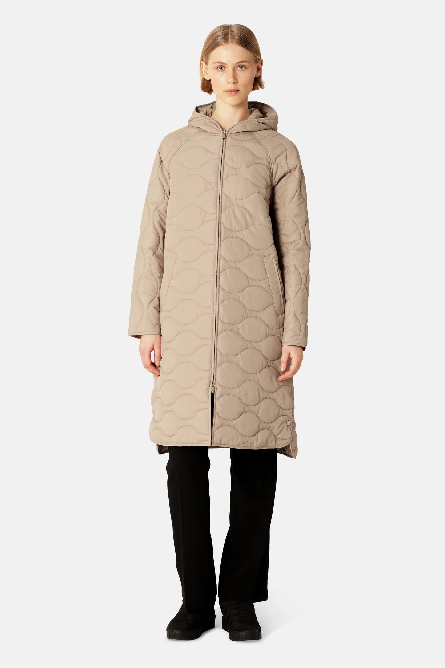 Long Quilt Jacket With Hood