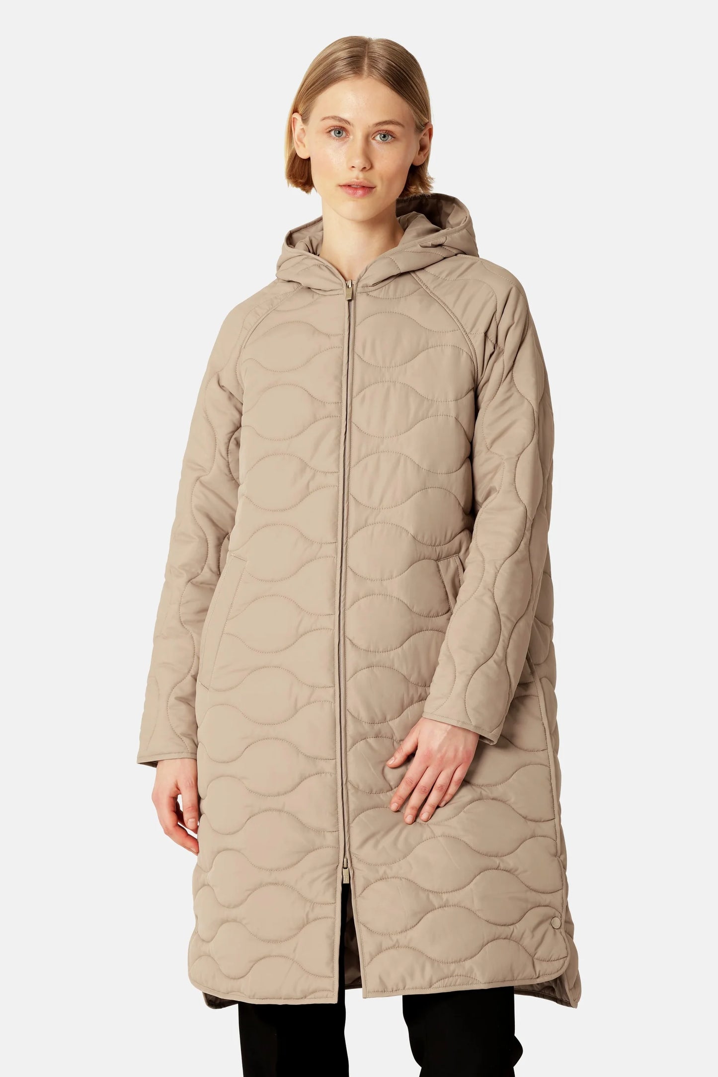 Long Quilt Jacket With Hood