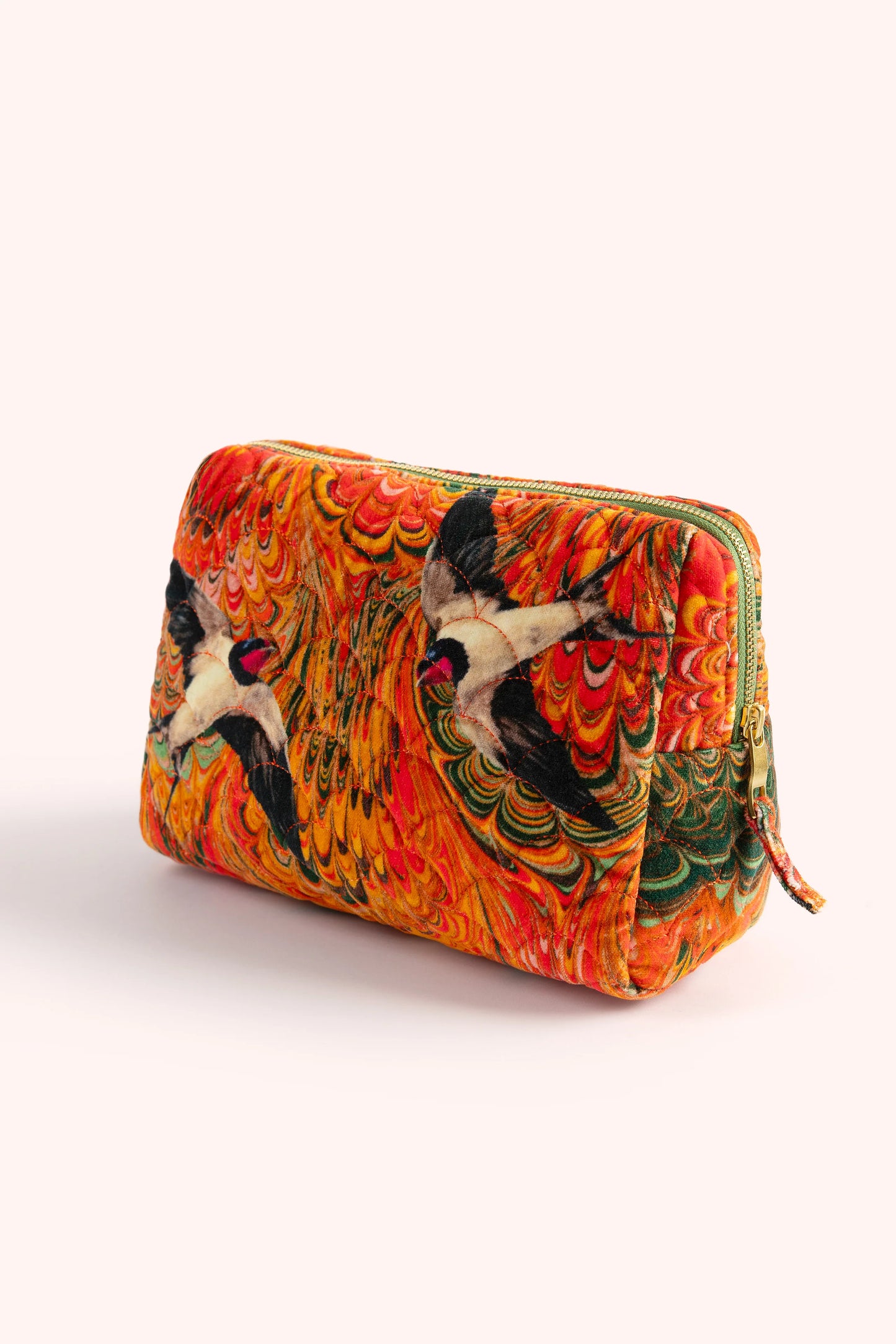 Large Quilted Washbag | Marbled Swallow