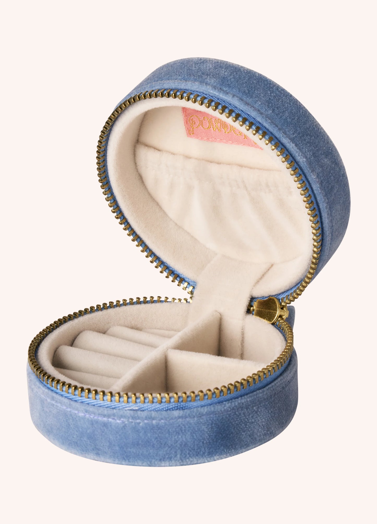 Round Velvet Jewellery Box - Lovely Mum - Denim