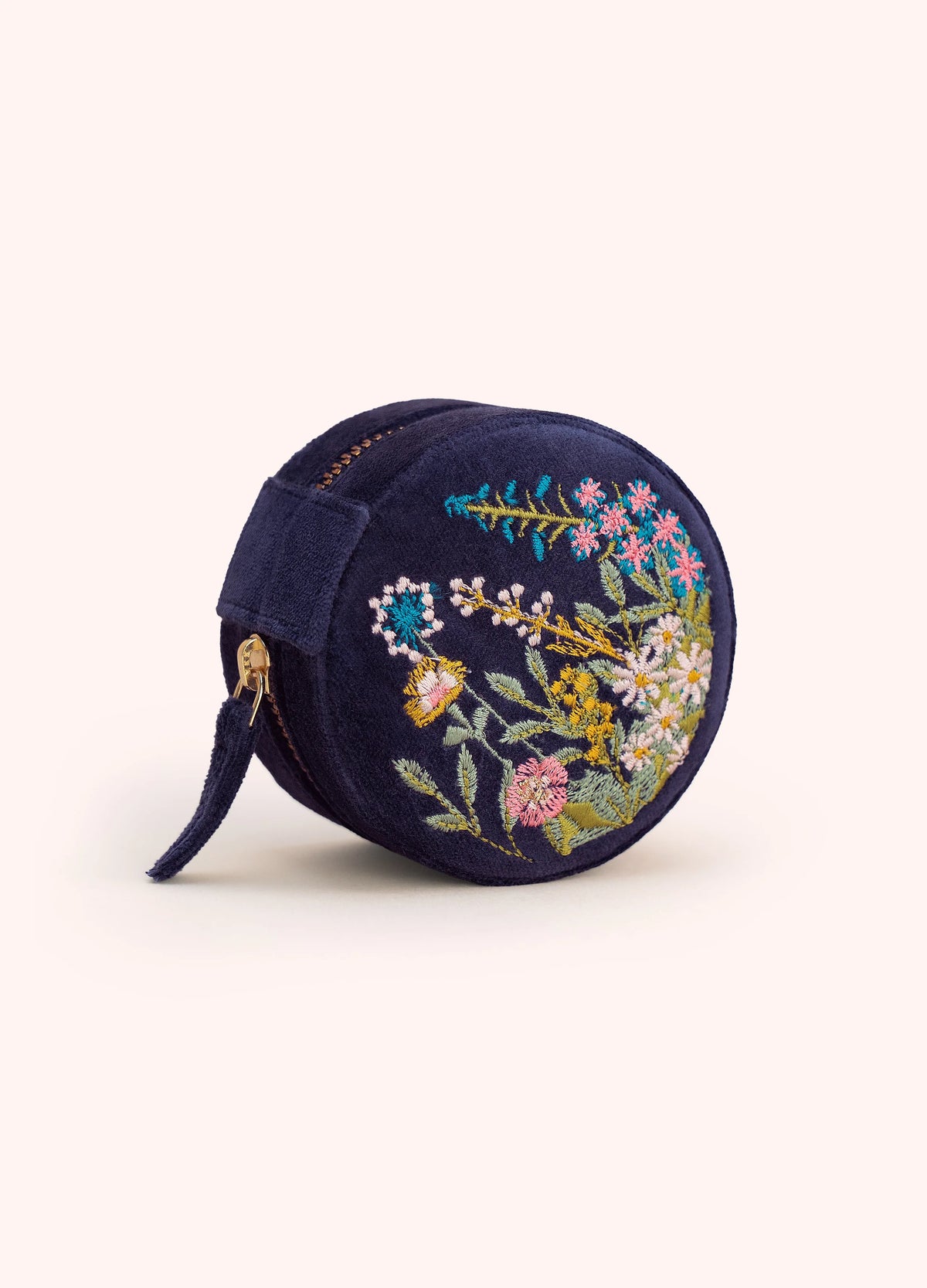 Round Jewellery Box - Navy Floral