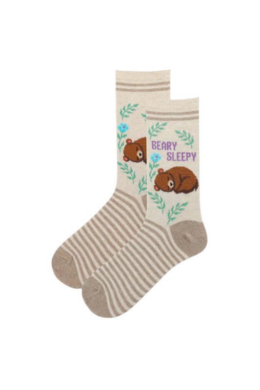 HOTSOX Women's Beary Sleepy Crew Socks