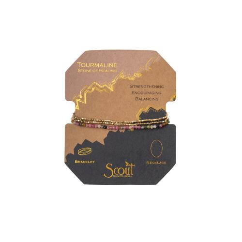 Delicate Stone Bracelet/Necklace - Tourmaline/Gold