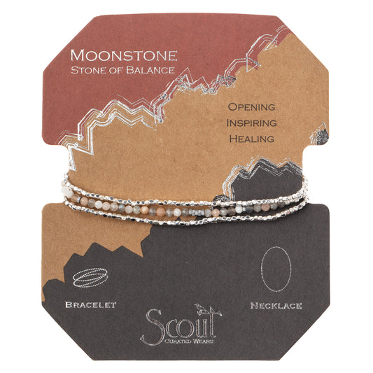 Delicate Stone Bracelet/Necklace - Moonstone/Silver