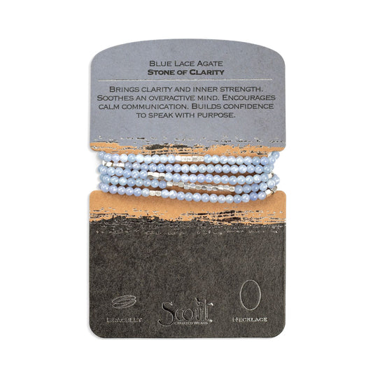 Stone Wrap Bracelet/Necklace | Blue Lace Agate