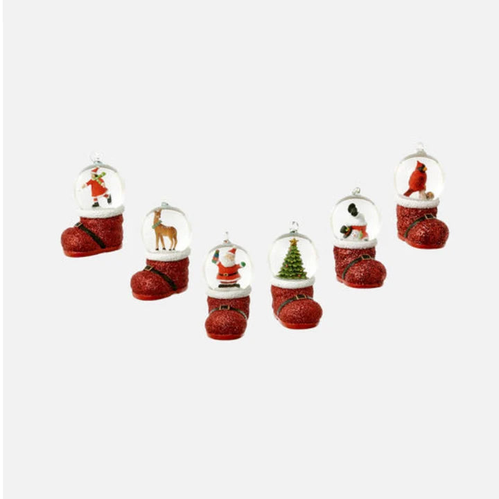 Santa Boot Water Globe Ornament