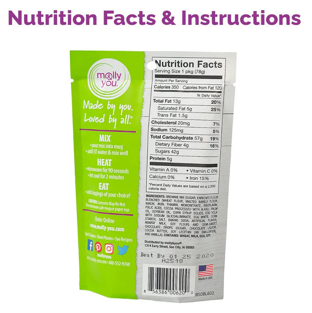 Double Chocolate Chip Brownie MIcrowave Single