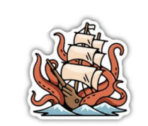 Octopus Ship Attack Sticker
