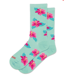 HOTSOX Women's Hibiscus Floral Crew Socks
