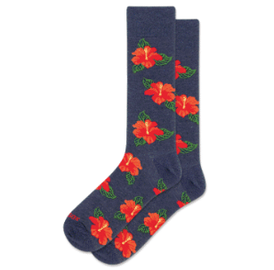HOTSOX Men's HIbiscus Floral Crew Socks