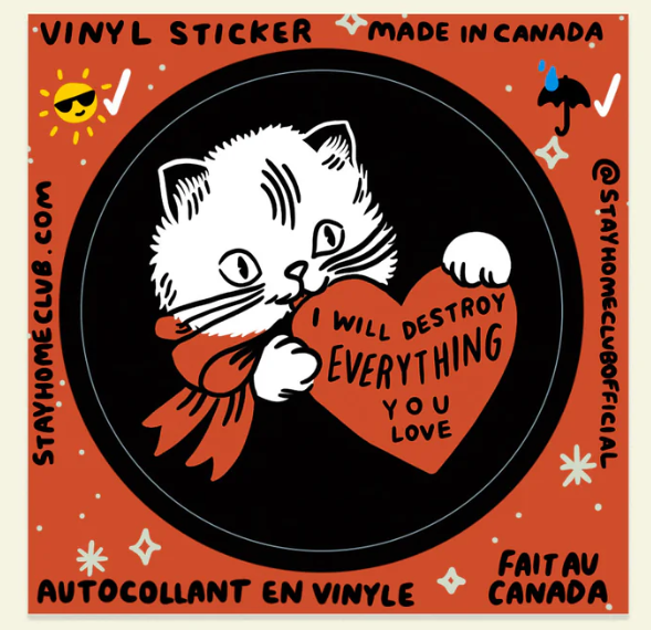 Destroy Cat Sticker | Waterproof Vinyl Sticker