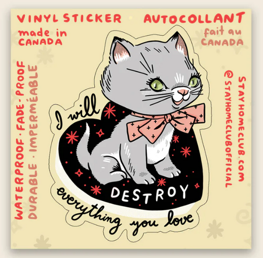 Destroy Kitten Sticker | Waterproof Vinyl Sticker