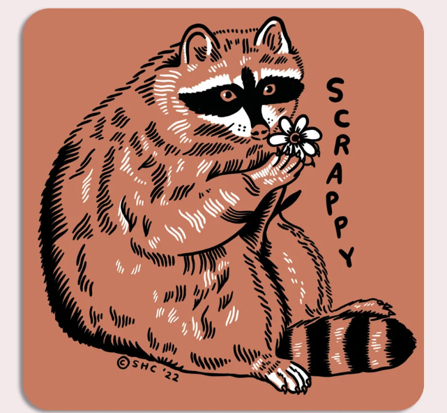 Scrappy Raccoon | Waterproof Vinyl Sticker