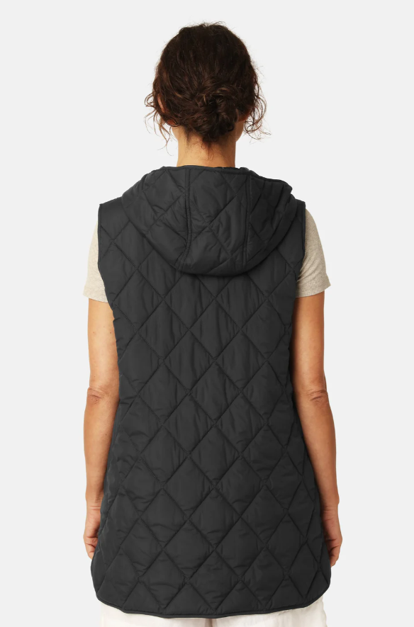 Quilted Long Vest | Dark Indigo