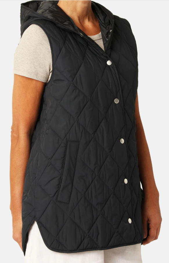 Quilted Long Vest | Dark Indigo