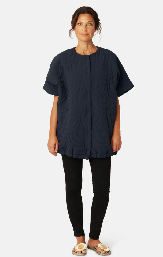 Short Quilted Cape | Dark Indigo