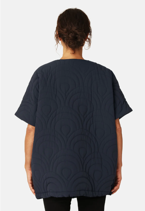 Short Quilted Cape | Dark Indigo