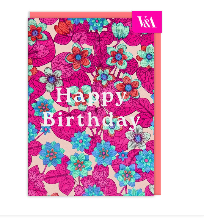 Neon Floral Birthday Greeting Card