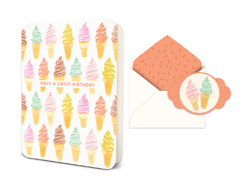 Sweet Birthday Cones Deluxe Greeting Card