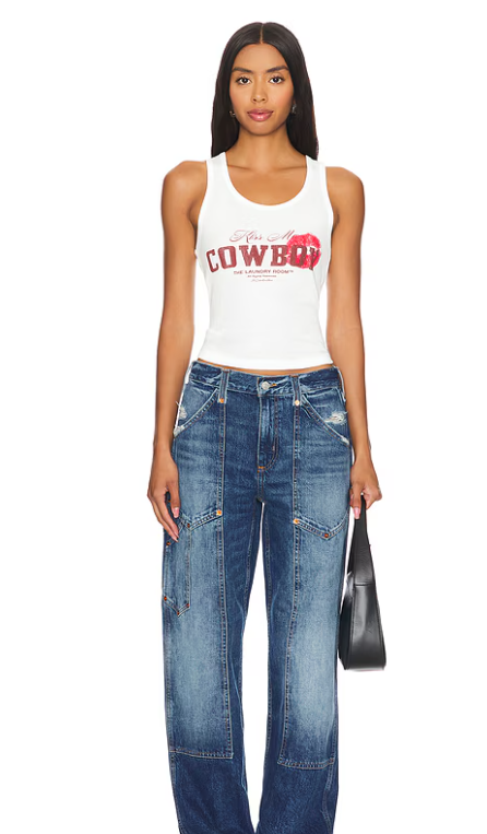 Kiss Me Cowboy Rib Tank Top