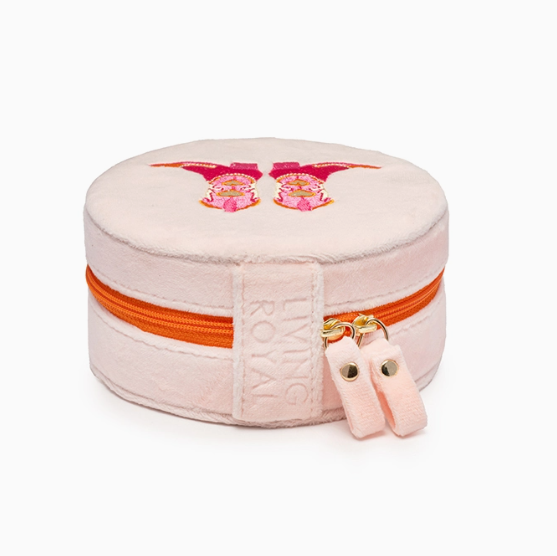 Velvet Jewelry Zip Case | Pink Cowgirl Boots