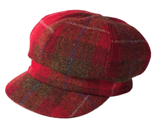 Failsworth Ladies Harris Tweed Cap Red Check