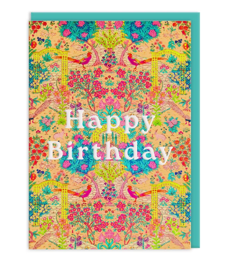 Neon floral Ornate Garden greeting Card