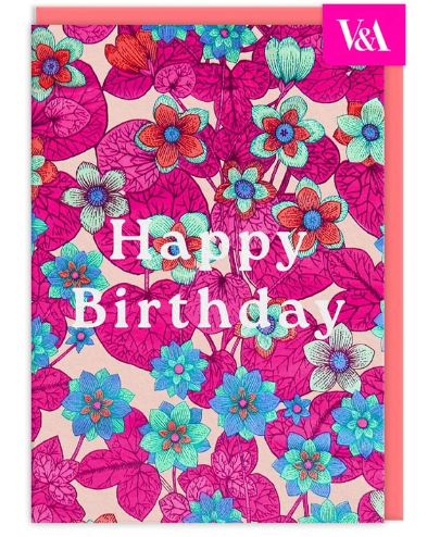 Neon floral Pink and Blue greeting Card