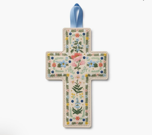 Rosette Embroidered Cross