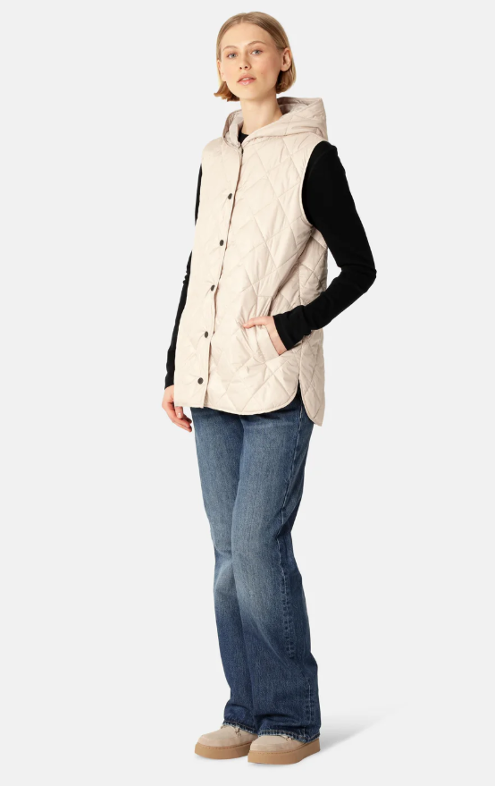 Quilted Long Vest | Dark Indigo