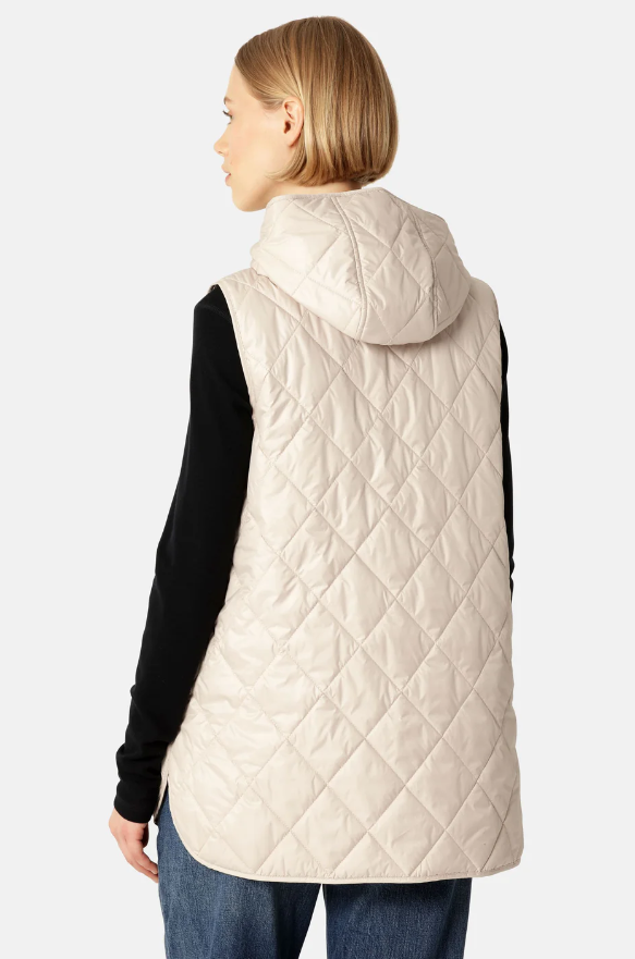 Quilted Long Vest | Dark Indigo