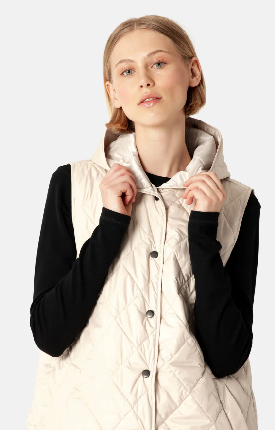 Quilted Long Vest | Dark Indigo