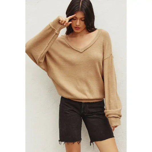 Slouch V-Neck Pullover Sweater