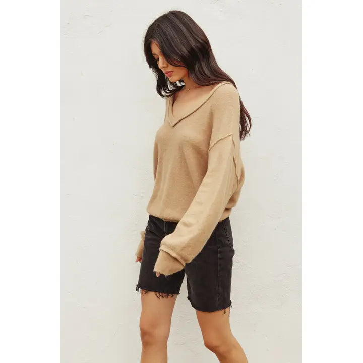 Slouch V-Neck Pullover Sweater