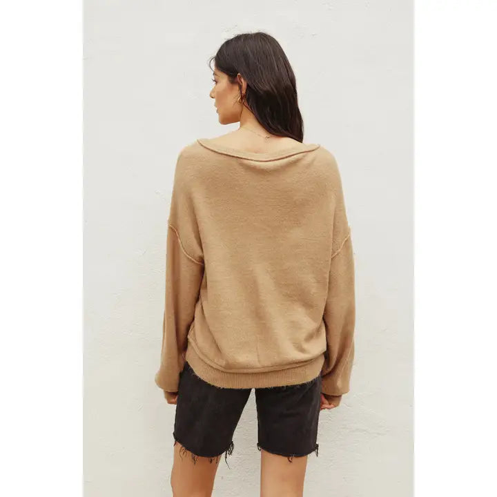 Slouch V-Neck Pullover Sweater