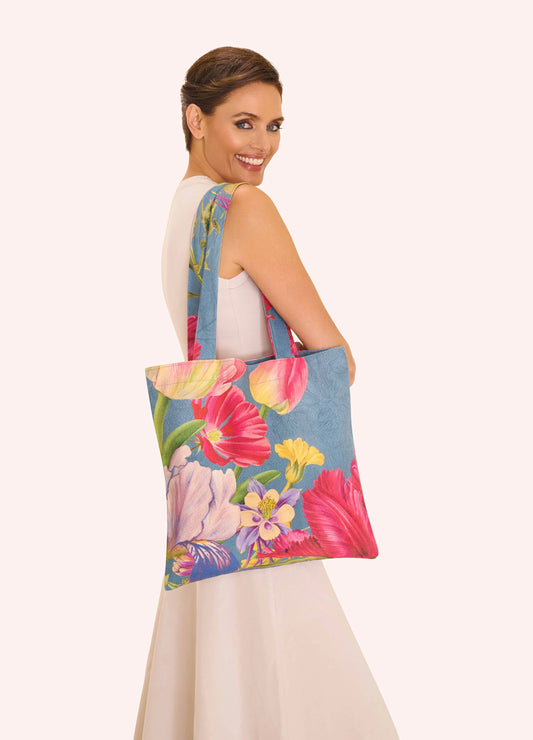 Canvas Tote Bag - Floral Study - Denim